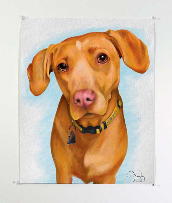 Custom Pet Portrait Oil Digital Painting Giclée Paper PrintRiley